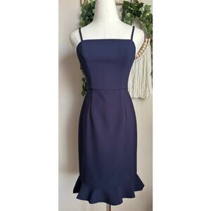 French Connection Navy Whisper Ruffled Hem Dress sz 0